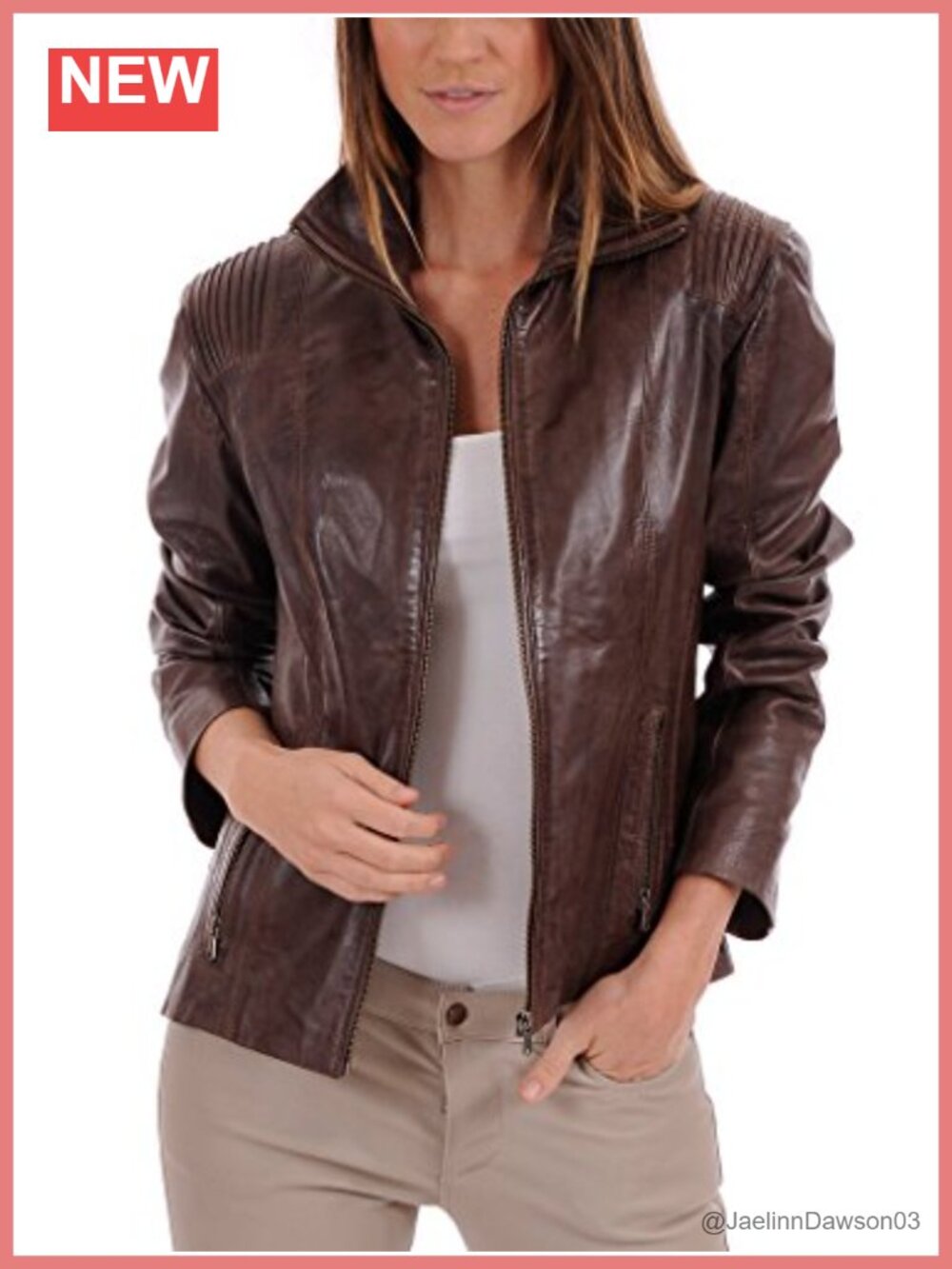 Genuine Lambskin Leather Biker Jacket Womens Moto Zip Front